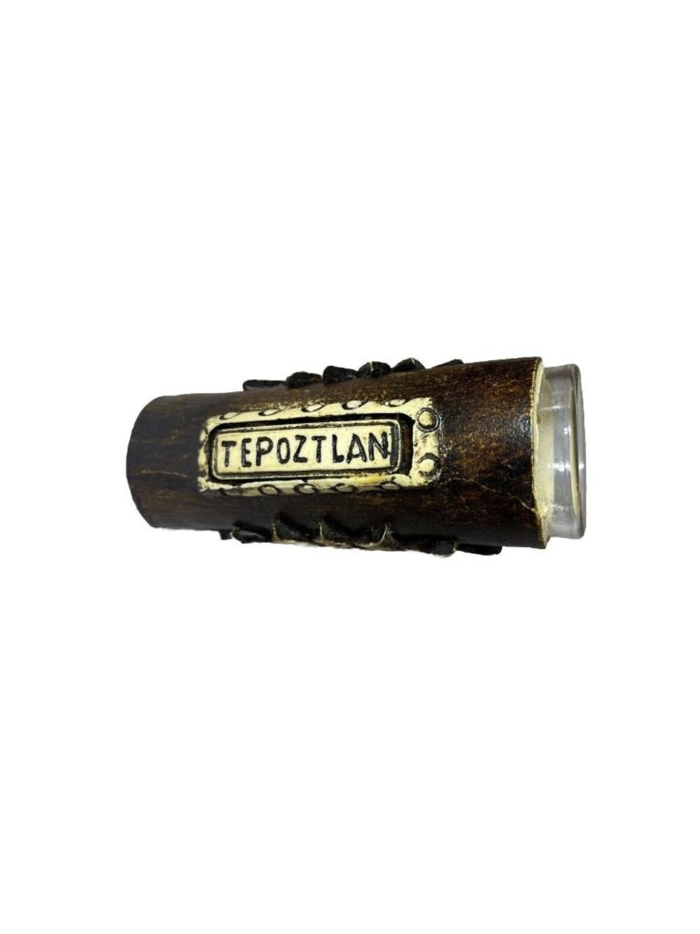 Tepoztlan Mexico Handcrafted Shot Glass Bud Vase - 4" Clay Wrap Aztec Art